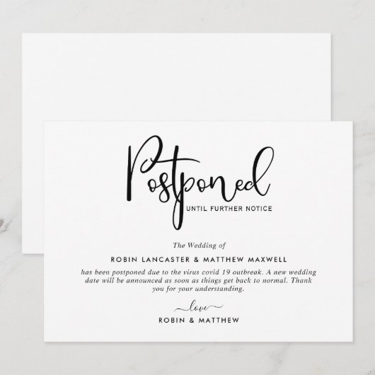 Uitgestelde aankondiging gebeurtenis, moderne kaar (Voorkant / Achterkant)