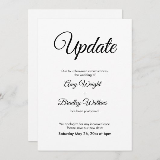 Uitgestelde aankondiging huwelijk legante update (Voorkant / Achterkant)