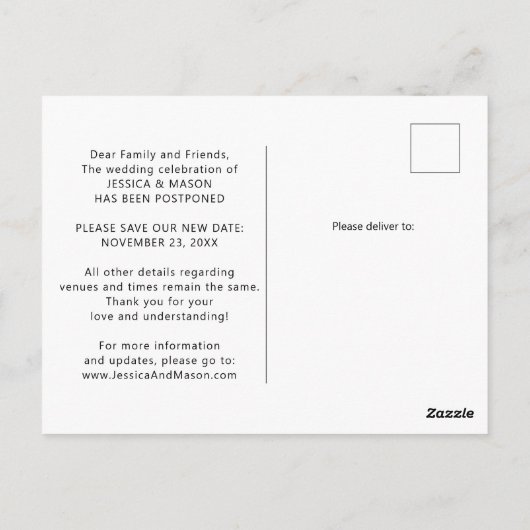 Uitgestelde aankondiging van huwelijk Briefkaart w (Achterkant)