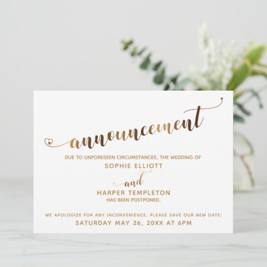 Uitgestelde aankondiging van huwelijk Gold Hearts- (Staand voorkant)