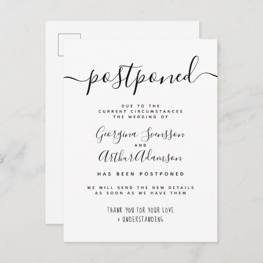 Uitgestelde aankondiging van uitgestelde aankondig (Voorkant / Achterkant)