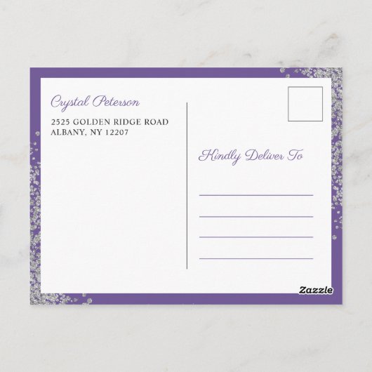 Uitgestelde bekendmaking Zilver Paarse 1e communiq Briefkaart (Achterkant)