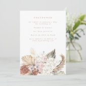 Uitgestelde Blush Roze Bohemen Pampas Datum verand Save The Date (Staand voorkant)