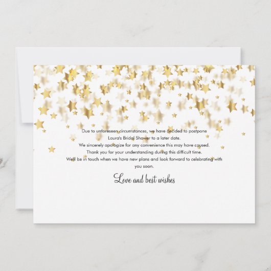 Uitgestelde Bruidsfeest Datum Wijziging Gouden Ste Save The Date (Achterkant)