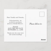 Uitgestelde Bruidsuitnodiging Aankondigingskaart Briefkaart (Achterkant)