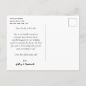 Uitgestelde bruiloft  aankondigingskaart (Achterkant)