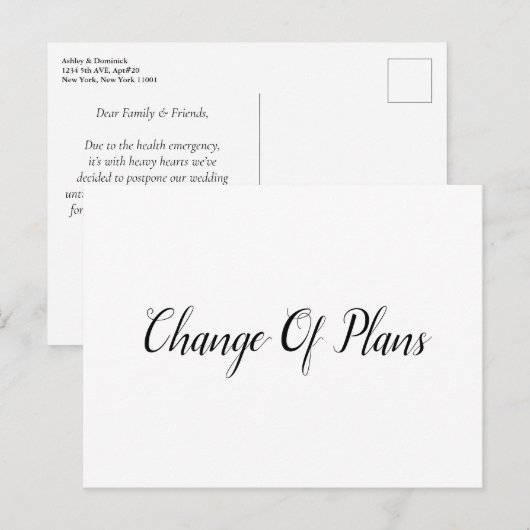Uitgestelde bruiloft aankondigingskaart (Voorkant / Achterkant)