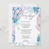Uitgestelde Bruiloft Aquarel Roze en Blauwe Bloeme Kaart (Voorkant)