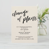 Uitgestelde bruiloft "Change of Plans" Cream Kaart (Staand voorkant)