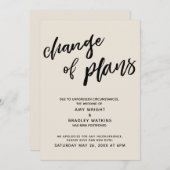 Uitgestelde bruiloft "Change of Plans" Cream Kaart (Voorkant / Achterkant)