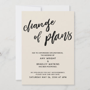 Uitgestelde bruiloft "Change of Plans" Cream Kaart