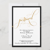 Uitgestelde bruiloft Elegant Black & Gold Stripe K Kaart (Voorkant)