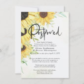 Uitgestelde bruiloft Elegant Rustic Sunflower Kaart (Voorkant)
