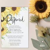 Uitgestelde bruiloft Elegant Rustic Sunflower Kaart