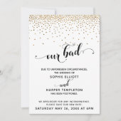 Uitgestelde bruiloft Gold Confetti & Hearts Whoops Kaart (Voorkant)