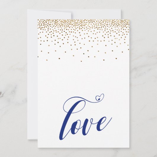 Uitgestelde bruiloft Gold Confetti Navy Nieuwe Dat Kaart (Achterkant)
