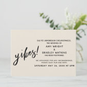 Uitgestelde bruiloft Humor Yikes! Cream aankondigi Kaart (Staand voorkant)