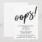 Uitgestelde bruiloft humoristische "Oeps!" aankond Kaart (Voorkant / Achterkant)