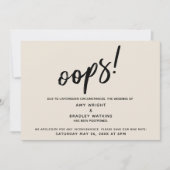 Uitgestelde bruiloft humoristische "Oeps!" Crème K Kaart (Voorkant)