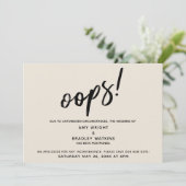 Uitgestelde bruiloft humoristische "Oeps!" Crème K Kaart (Staand voorkant)