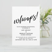 Uitgestelde bruiloft humoristische "Whoops!" aanko Kaart (Staand voorkant)