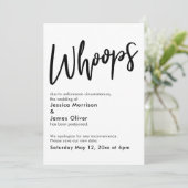 Uitgestelde bruiloft humoristische "Whoops" aankon Kaart (Staand voorkant)