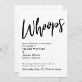 Uitgestelde bruiloft humoristische "Whoops" aankon Kaart (Voorkant / Achterkant)