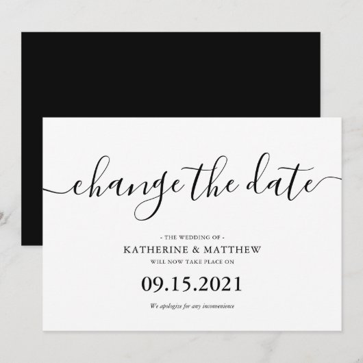 Uitgestelde bruiloft in schriftletters save the date (Voorkant / Achterkant)