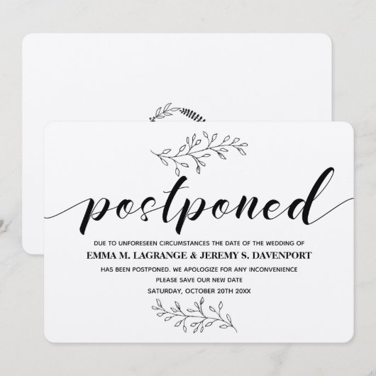 Uitgestelde bruiloft - kraftkaart kaart (Voorkant / Achterkant)