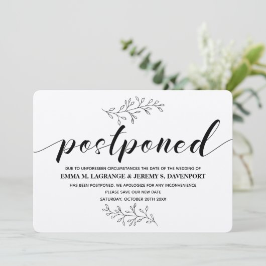 Uitgestelde bruiloft - kraftkaart kaart (Staand voorkant)