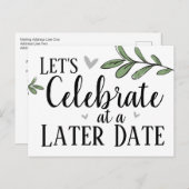 Uitgestelde bruiloft Later Datum feestdag Briefkaart (Voorkant / Achterkant)