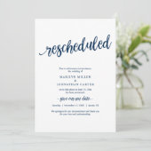 Uitgestelde bruiloft, marineblauw, aankondiging (Staand voorkant)