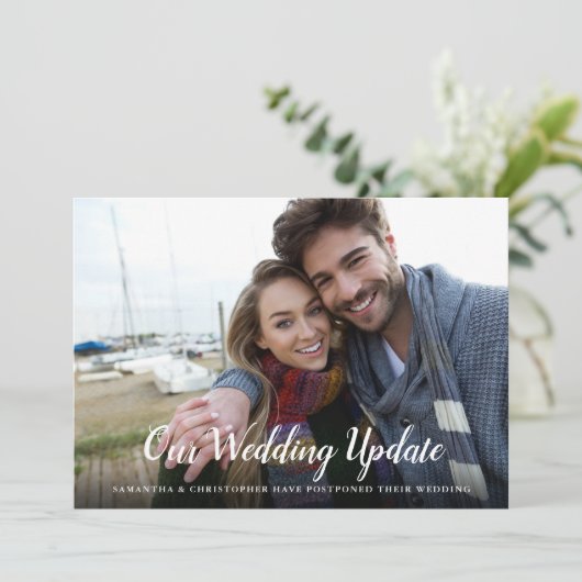 Uitgestelde bruiloft met foto-calligrafie kaart (Staand voorkant)