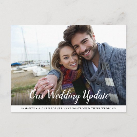 Uitgestelde bruiloft met fotokalligrafie briefkaart (Voorkant)