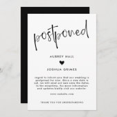 Uitgestelde bruiloft met hart en handschrift kaart (Voorkant / Achterkant)