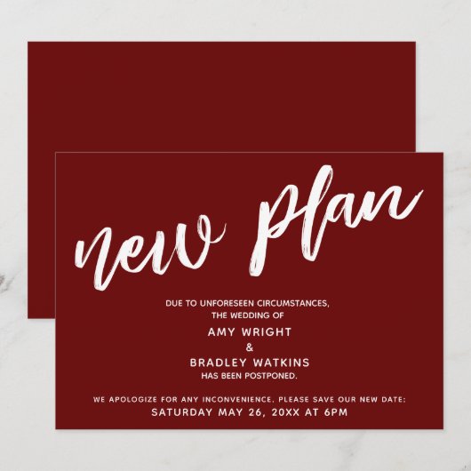 Uitgestelde bruiloft nieuw plan Bourgondië aankond Kaart (Voorkant / Achterkant)