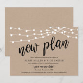 Uitgestelde bruiloft, Nieuw plan, Rustic, Aankondi Kaart (Voorkant / Achterkant)