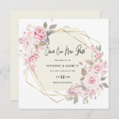 Uitgestelde bruiloft nieuwe datum huwelijk save the date (Voorkant / Achterkant)