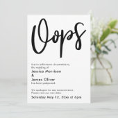 Uitgestelde bruiloft "Oops" humoristische aankondi Kaart (Staand voorkant)