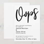 Uitgestelde bruiloft "Oops" humoristische aankondi Kaart (Voorkant / Achterkant)