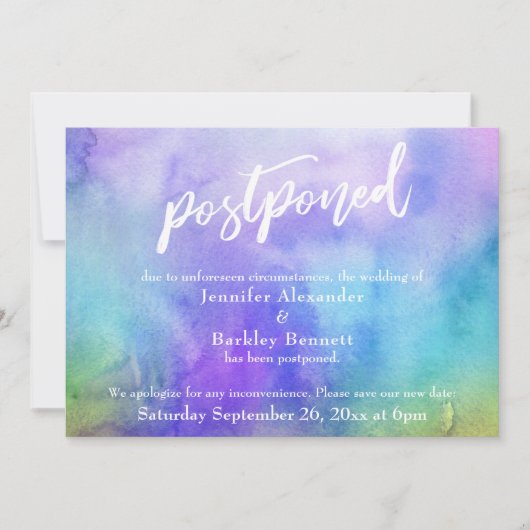 Uitgestelde bruiloft pastel Waterverf Wassen Kaart (Voorkant)