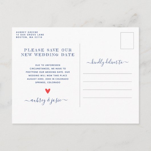 Uitgestelde bruiloft Regenboem bloemen Aankondigingskaart (Achterkant)