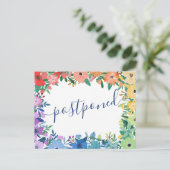 Uitgestelde bruiloft Regenboem bloemen Aankondigingskaart (Staand voorkant)
