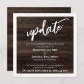 Uitgestelde bruiloft rustieke hout update Kaart (Voorkant / Achterkant)