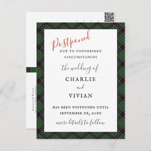 UITGESTELDE BRUILOFT Sinclair Clan Tartan Plaid Briefkaart (Voorkant / Achterkant)