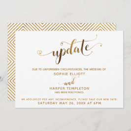 Uitgestelde bruiloft update Gold Hearts kalligrafi Kaart