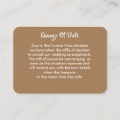 Uitgestelde bruiloft wijziging van datum aankondig informatiekaartje (Voorkant)