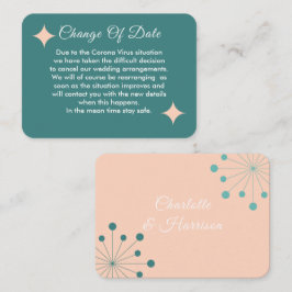 Uitgestelde bruiloft wijziging van datum aankondig informatiekaartje