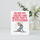 Uitgestelde Cheers And Beers Feestannulering Briefkaart (Staand voorkant)