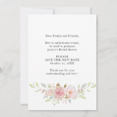 Uitgestelde datum bruidsfeest Elegante roze rozen Kaart (Achterkant)